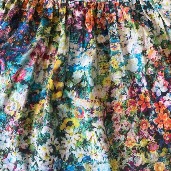 ZARA FLORAL MONET PRINTED HIGH WAISTED TULIP MINI SK - Picture 4 of 5